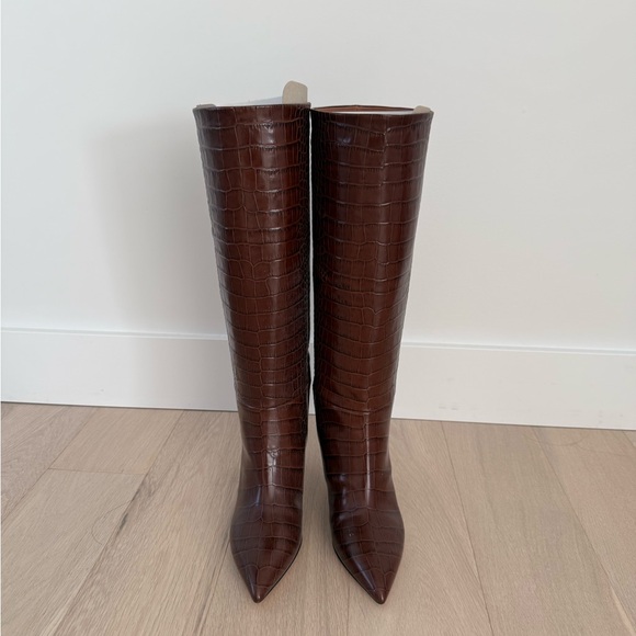 Paris Texas Brown Croc-Embossed Knee-High Boots - Picture 3 of 6